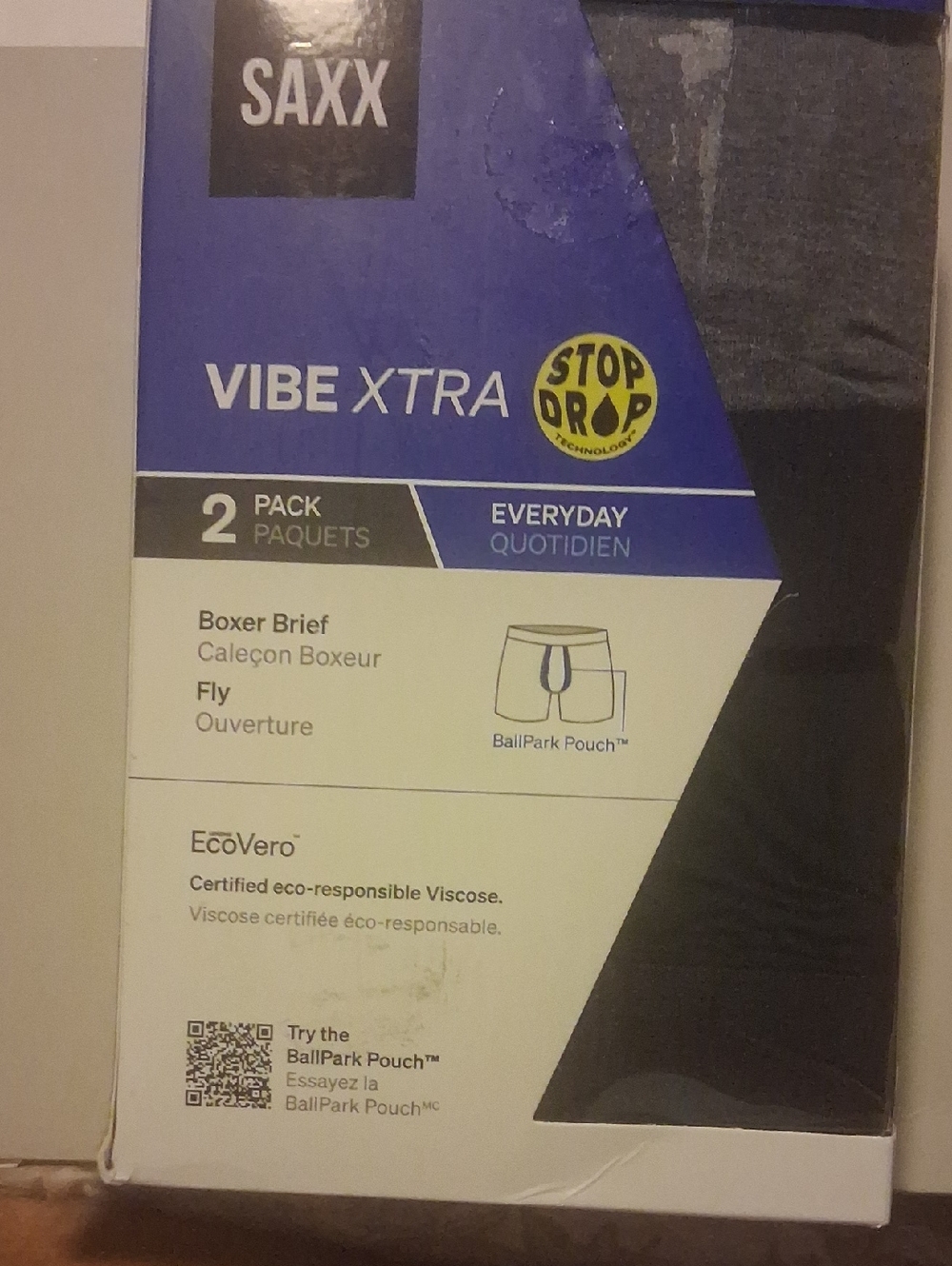 SAXX Vibe XTRA Boxer Brief 2-Pack in Grey & Black Xl